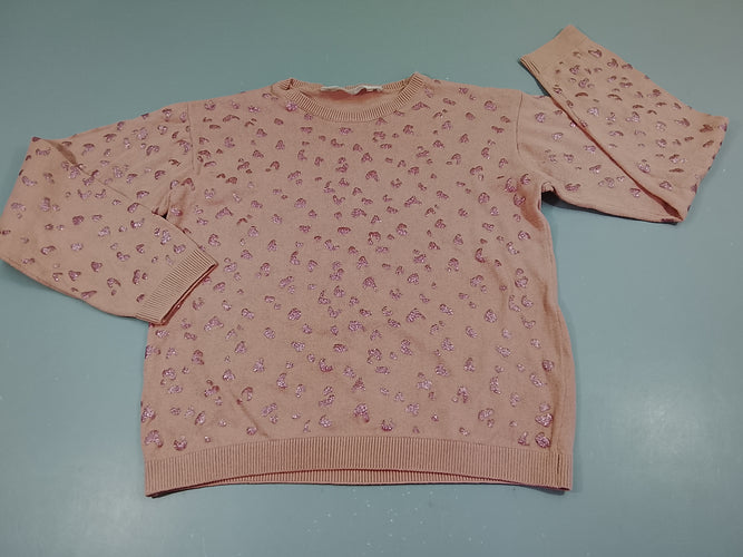 Pull rose, coeurs roses pailletés, très légèrement bouloché, moins cher chez Petit Kiwi