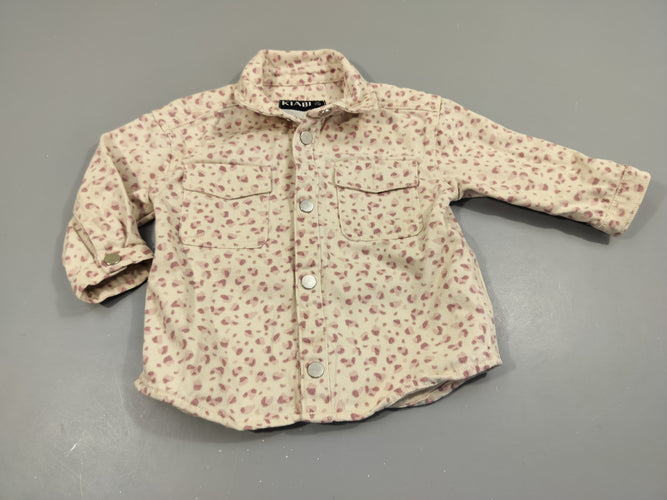 Surchemise blanche tachetée rose  texturée 100% coton, moins cher chez Petit Kiwi