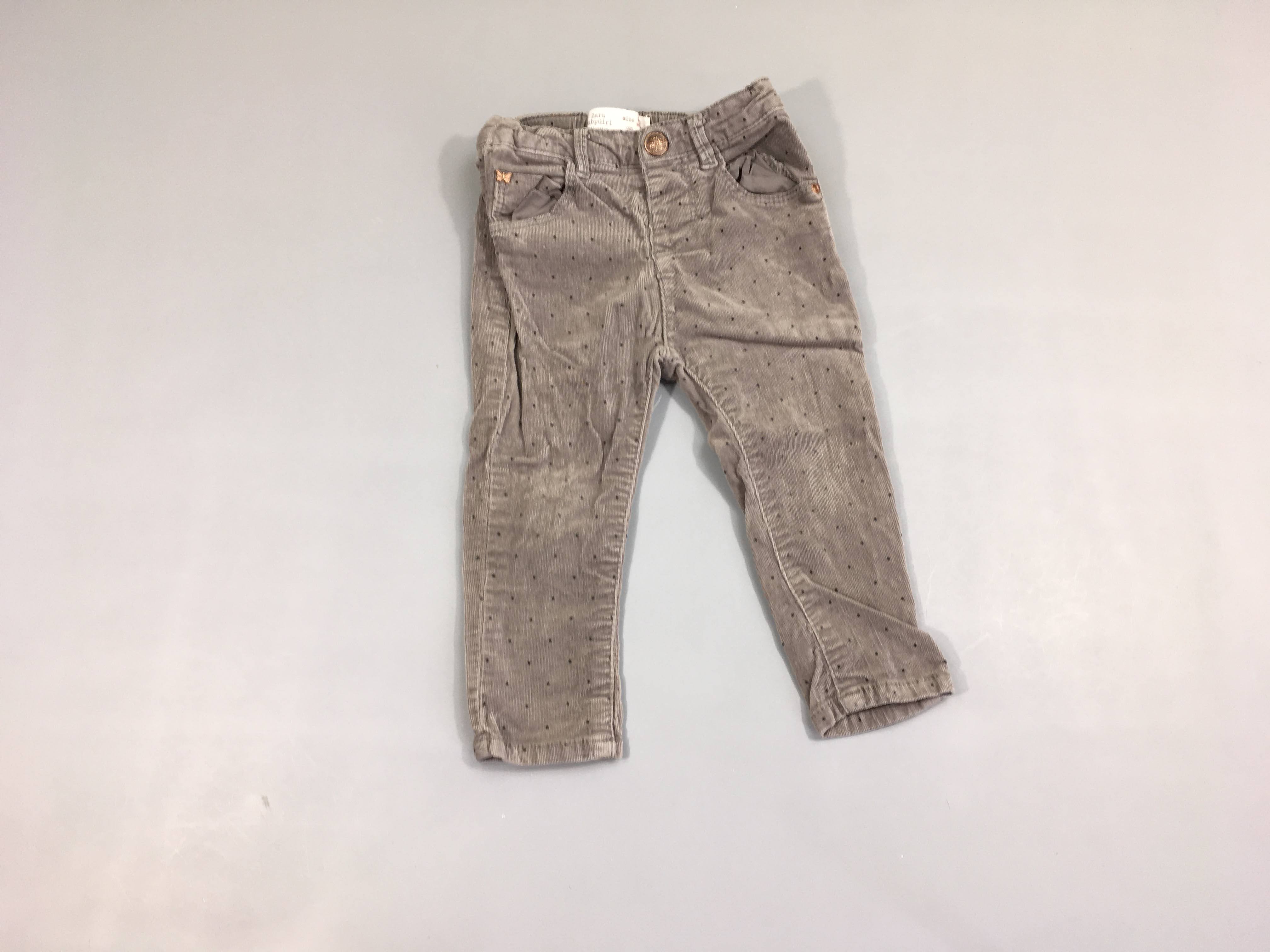 Pantalon velours gris pois