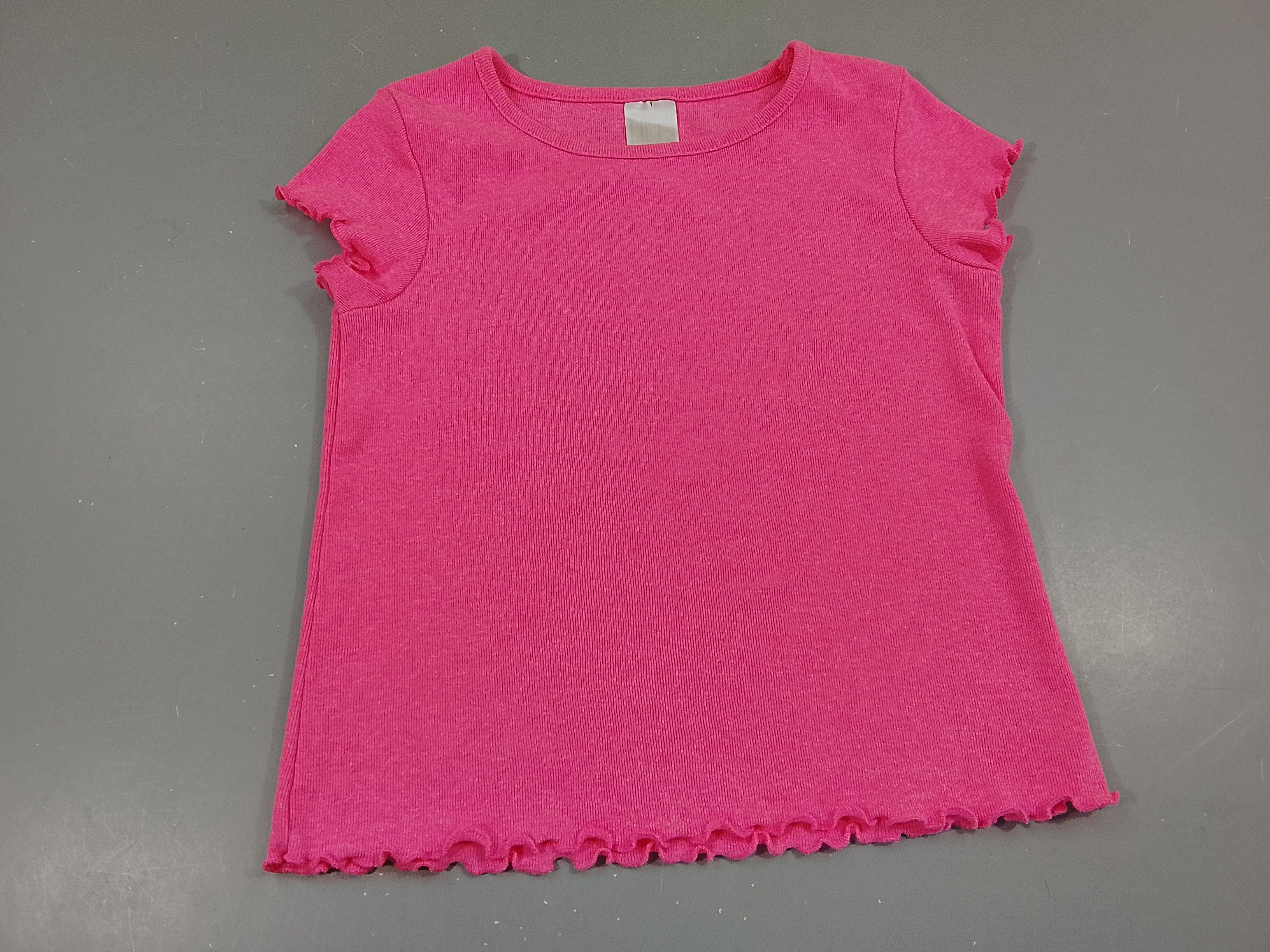 T-shirt m.c rose néon, bords ondulés