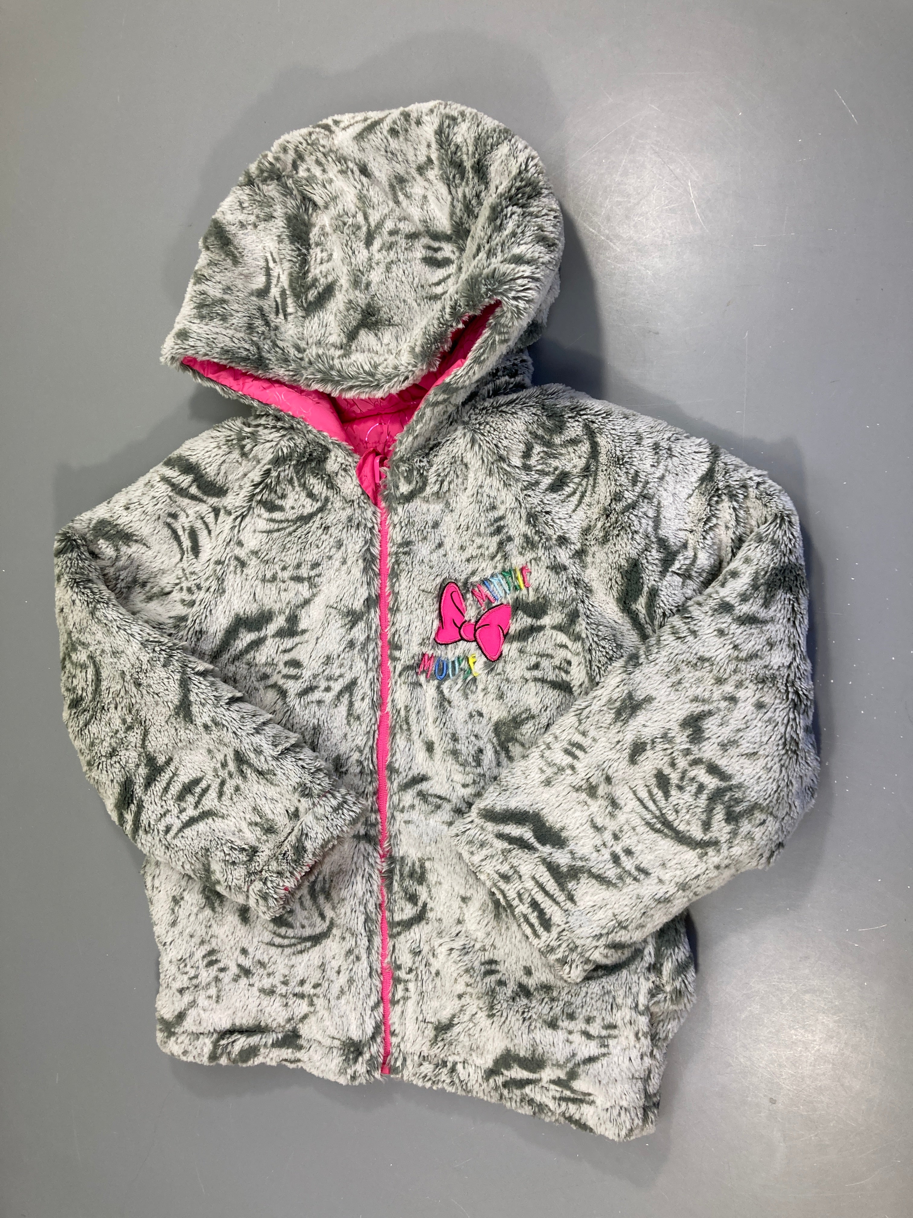 Veste réversible peluche gris/Rose Minnie