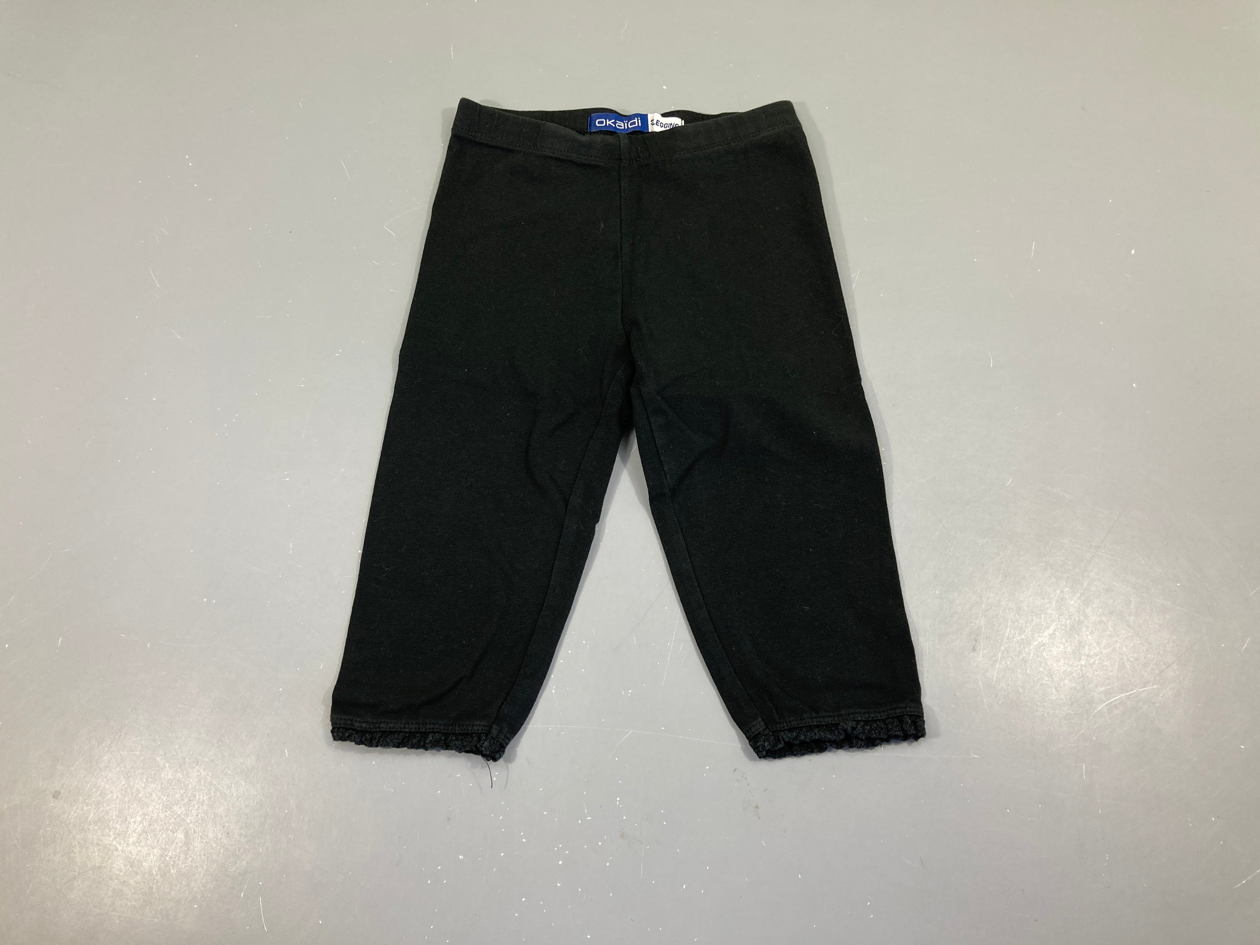 Legging 3/4 noir froufrou bas Coton Bio