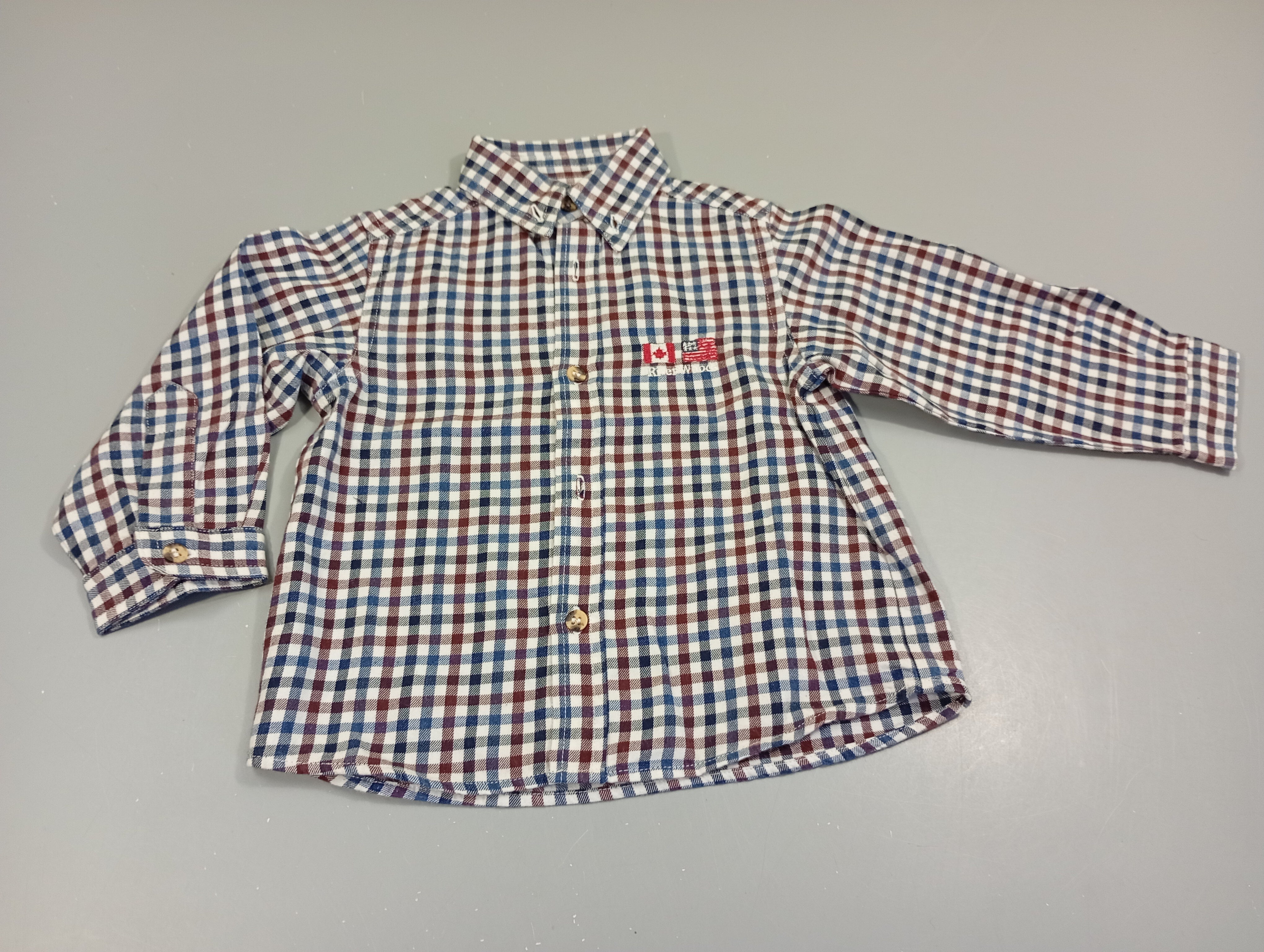 Chemise m.l à carreaux blanc, bleu, bordeaux