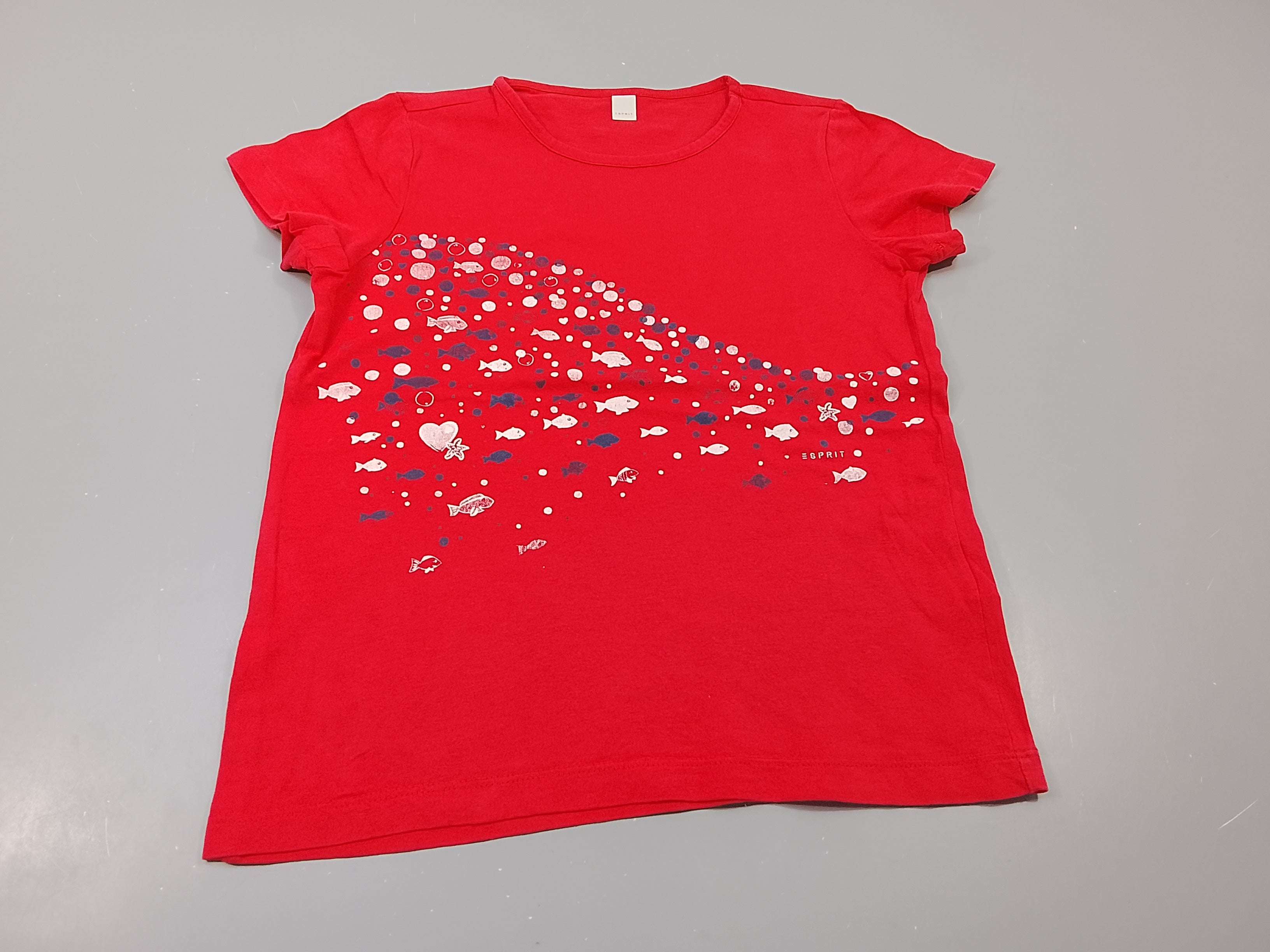 T-shirt m.c rose, poissons, bulles blanc , bleu marine