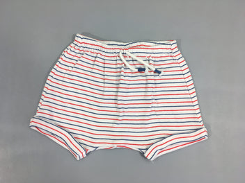 Short jy blanc rayé rouge-bleu à revers