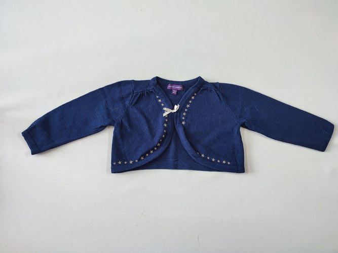 Boléro bleu marine étoiles dorées noeud, moins cher chez Petit Kiwi
