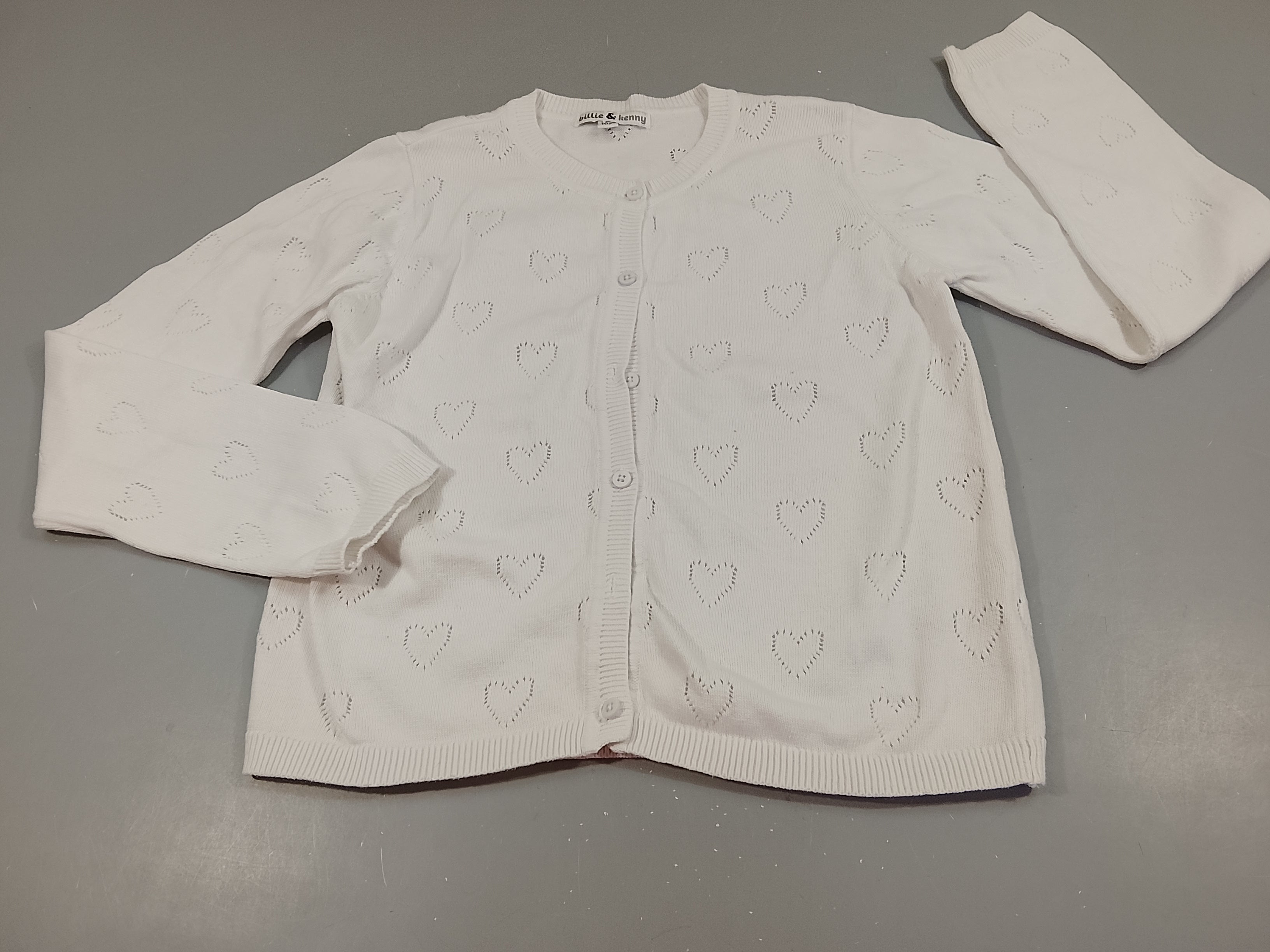 Gilet Billie& Kenny blanc, coeurs texturé