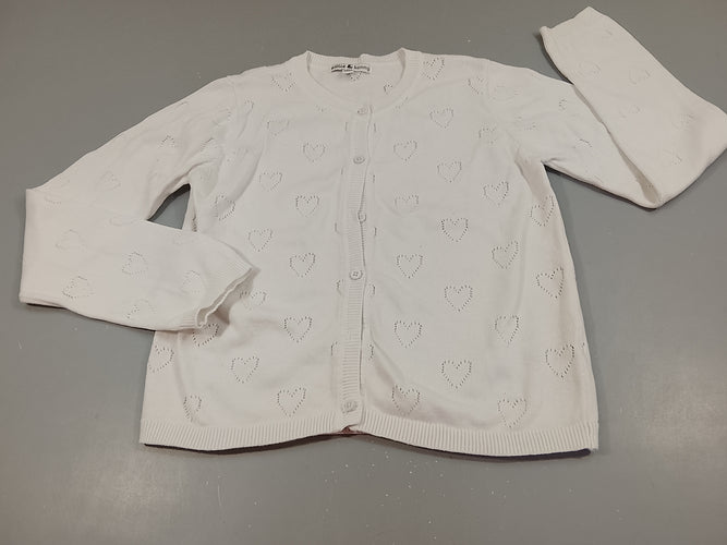 Gilet Billie& Kenny blanc, coeurs texturé, moins cher chez Petit Kiwi