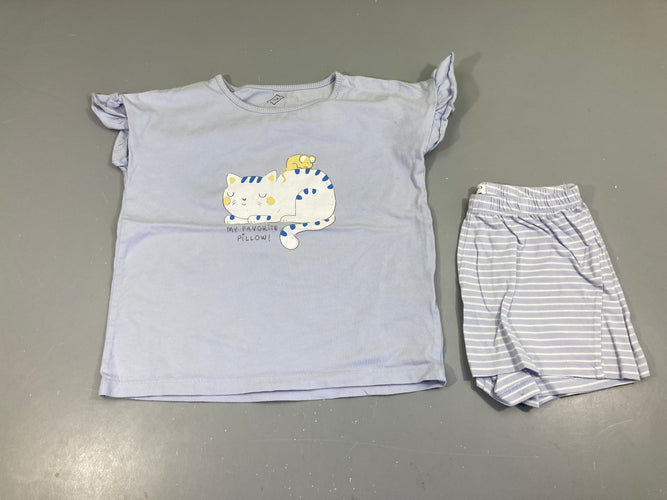 Pyjashort 2pcs jersey bleu Chat, moins cher chez Petit Kiwi