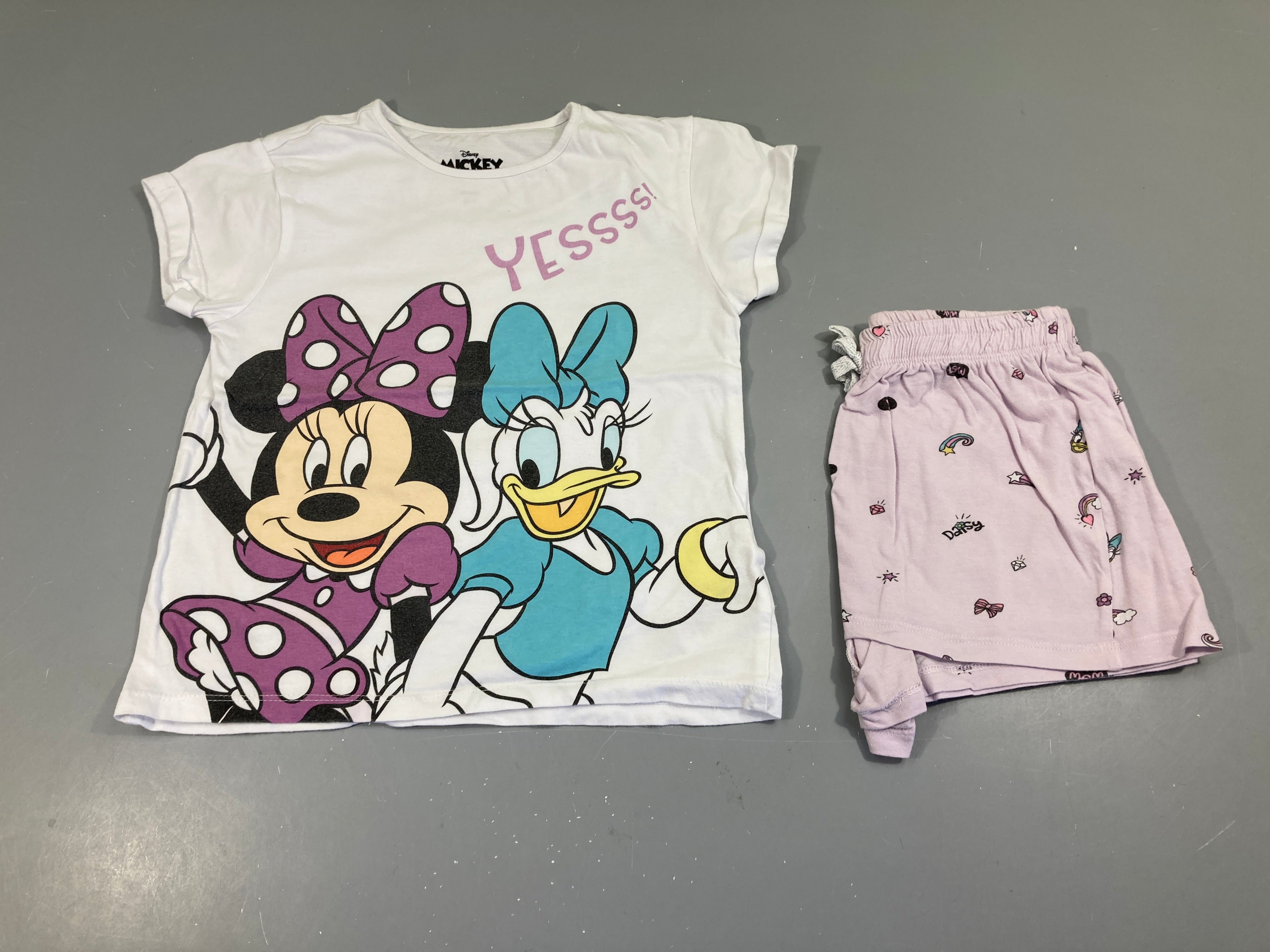 Pyjashort 2pcs jersey blanc lilas Minnie-Daisy