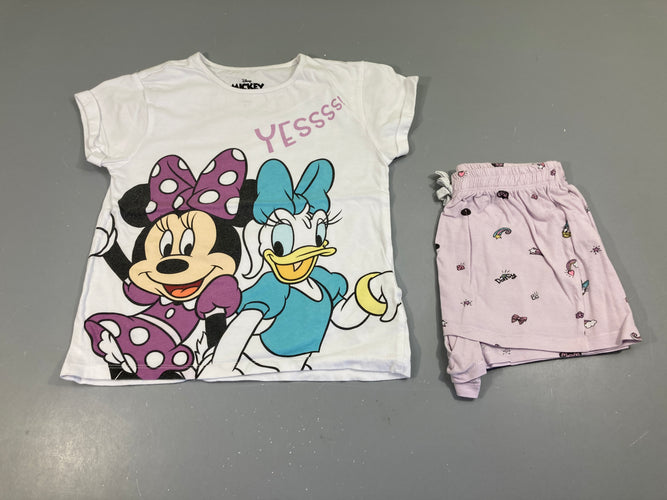 Pyjashort 2pcs jersey blanc lilas Minnie-Daisy, moins cher chez Petit Kiwi