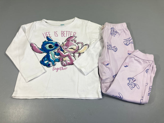 Pyjama 2 pcs.molleton blanc-rose Lilo & Stitch, moins cher chez Petit Kiwi