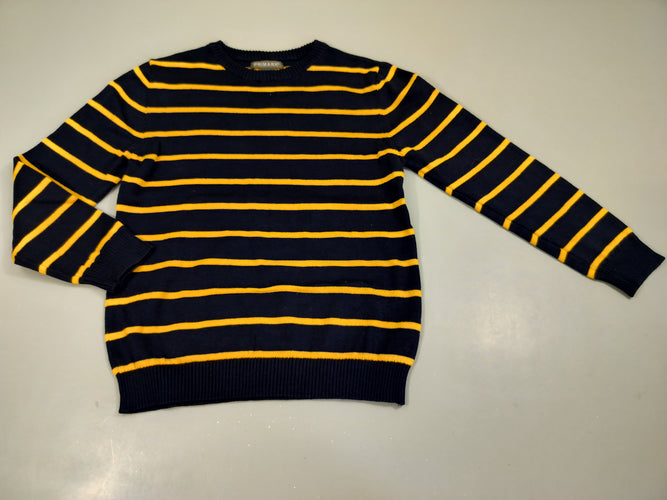 Pull rayé bleu marine- jaune, moins cher chez Petit Kiwi