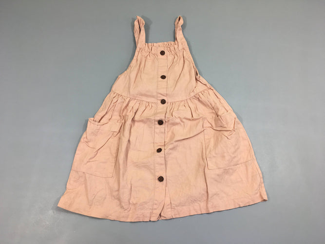 Robe bretelles vieux rose boutons, moins cher chez Petit Kiwi