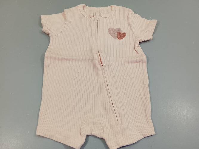 Combishort rose clair  côtelé, 2 coeurs, moins cher chez Petit Kiwi