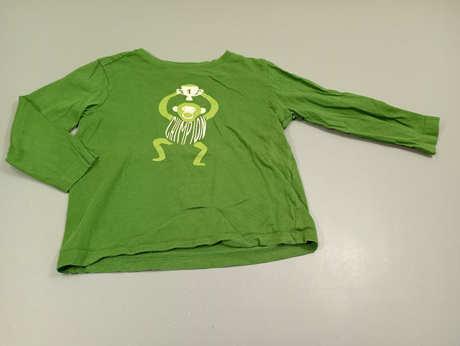 T-shirt m.l vert singe "chimpion", moins cher chez Petit Kiwi