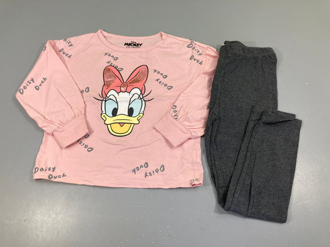 Pyjama 2pcs jersey rose gris Daisy, moins cher chez Petit Kiwi