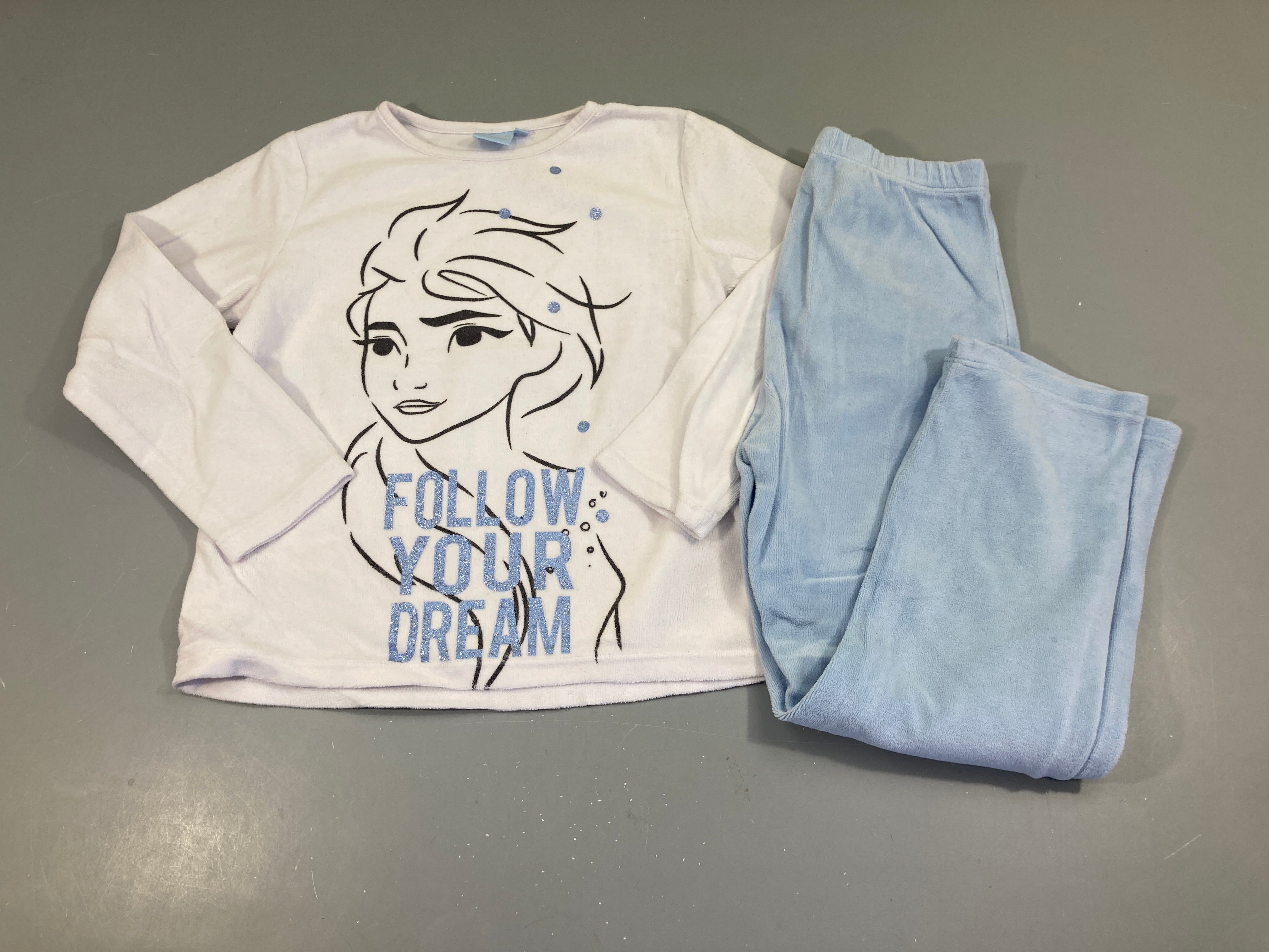 Pyjama 2pcs velours blanc-bleu Frozen