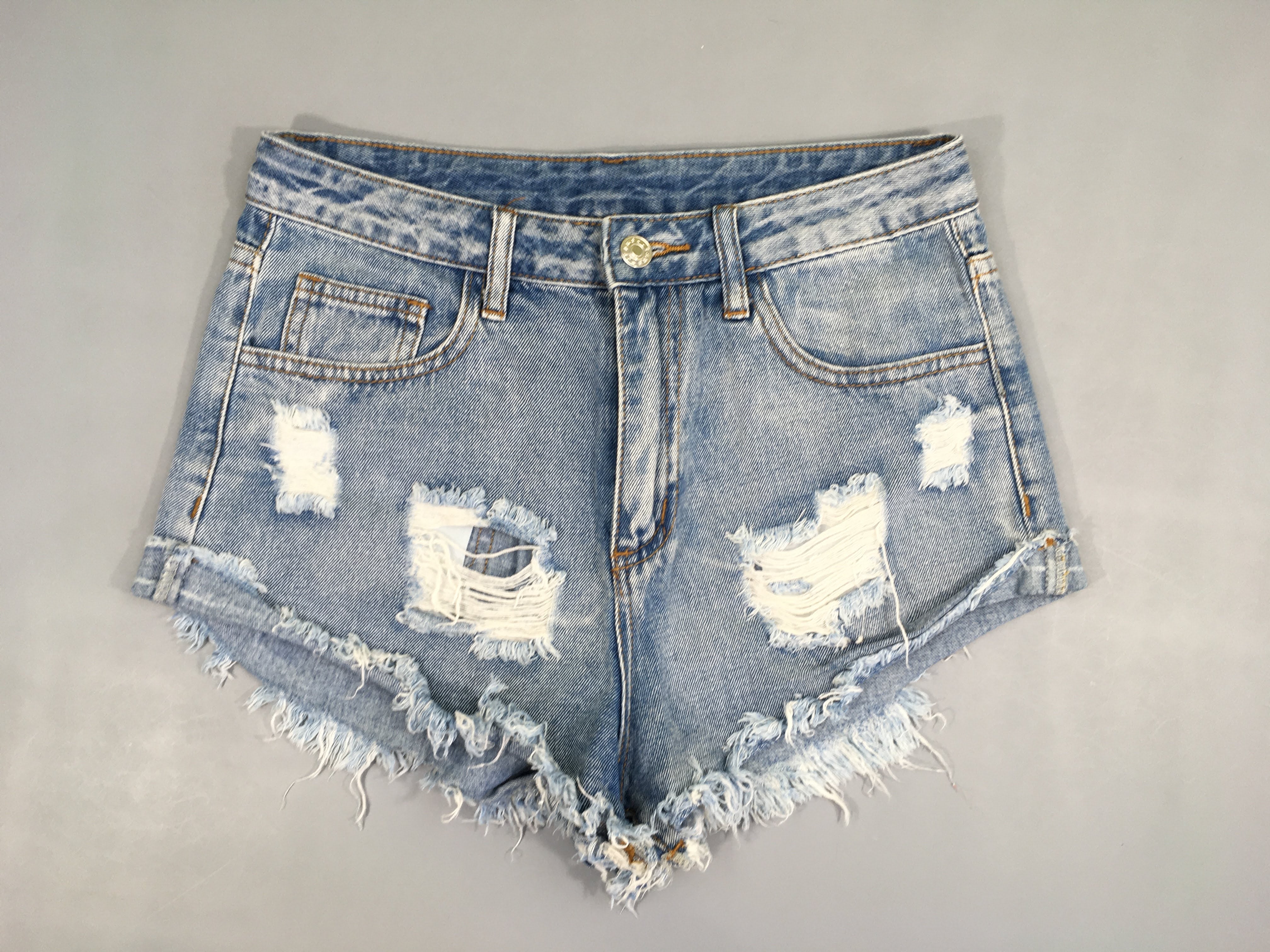 Short jean effet troué, XS