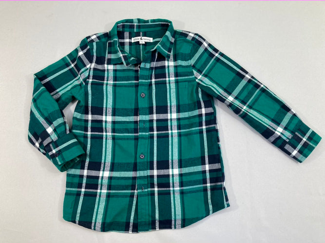 Chemise m.l flanelle à carreaux vert gris, moins cher chez Petit Kiwi