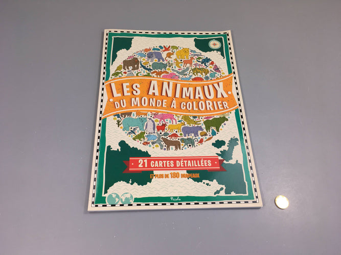 Les animaux du monde à colorier, 21 cartes détaillées et plus de 180 drapeaux, moins cher chez Petit Kiwi