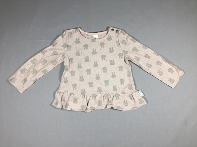 Sweat fin rose clair lapins gris, moins cher chez Petit Kiwi