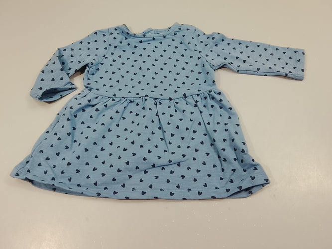 Robe m.l en molleton bleue à coeurs, moins cher chez Petit Kiwi