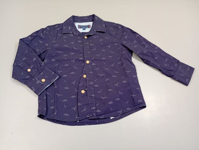 Chemise m.l bleu marine, dinosaures, moins cher chez Petit Kiwi