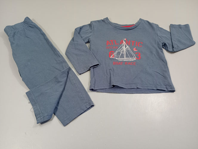 Pyjama 2pcs jersey bleu, voilier "atlantic", moins cher chez Petit Kiwi