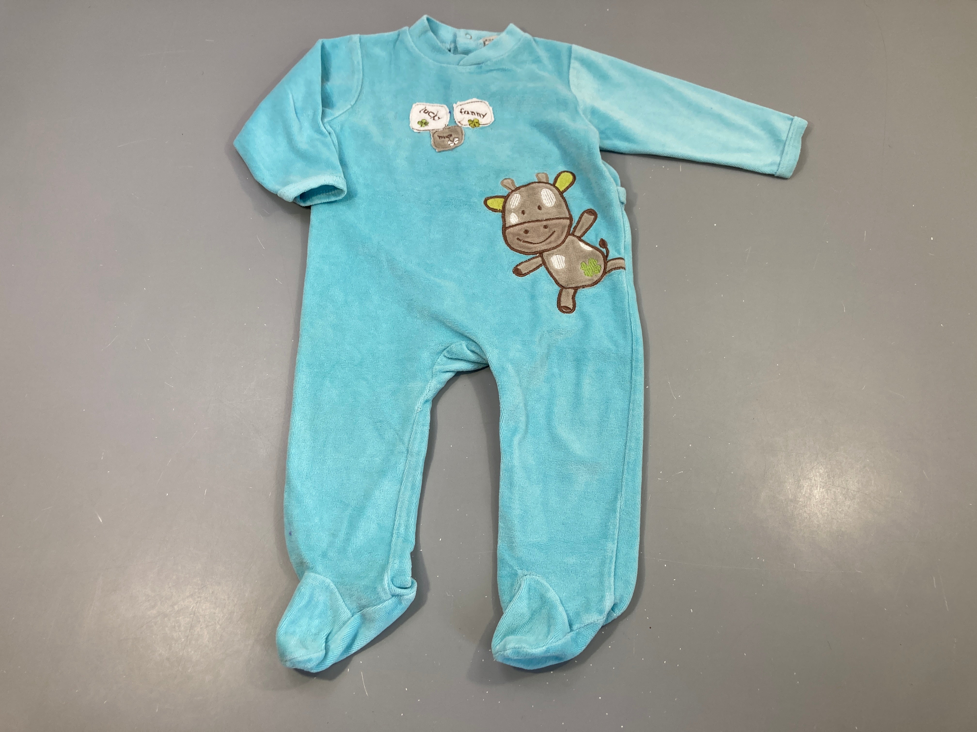 Pyjama velours bleu , vache brune