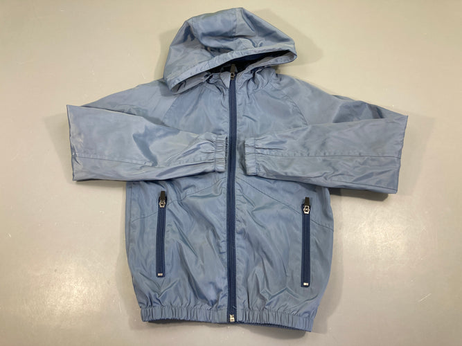 Veste coupe vent à capuche bleue, moins cher chez Petit Kiwi