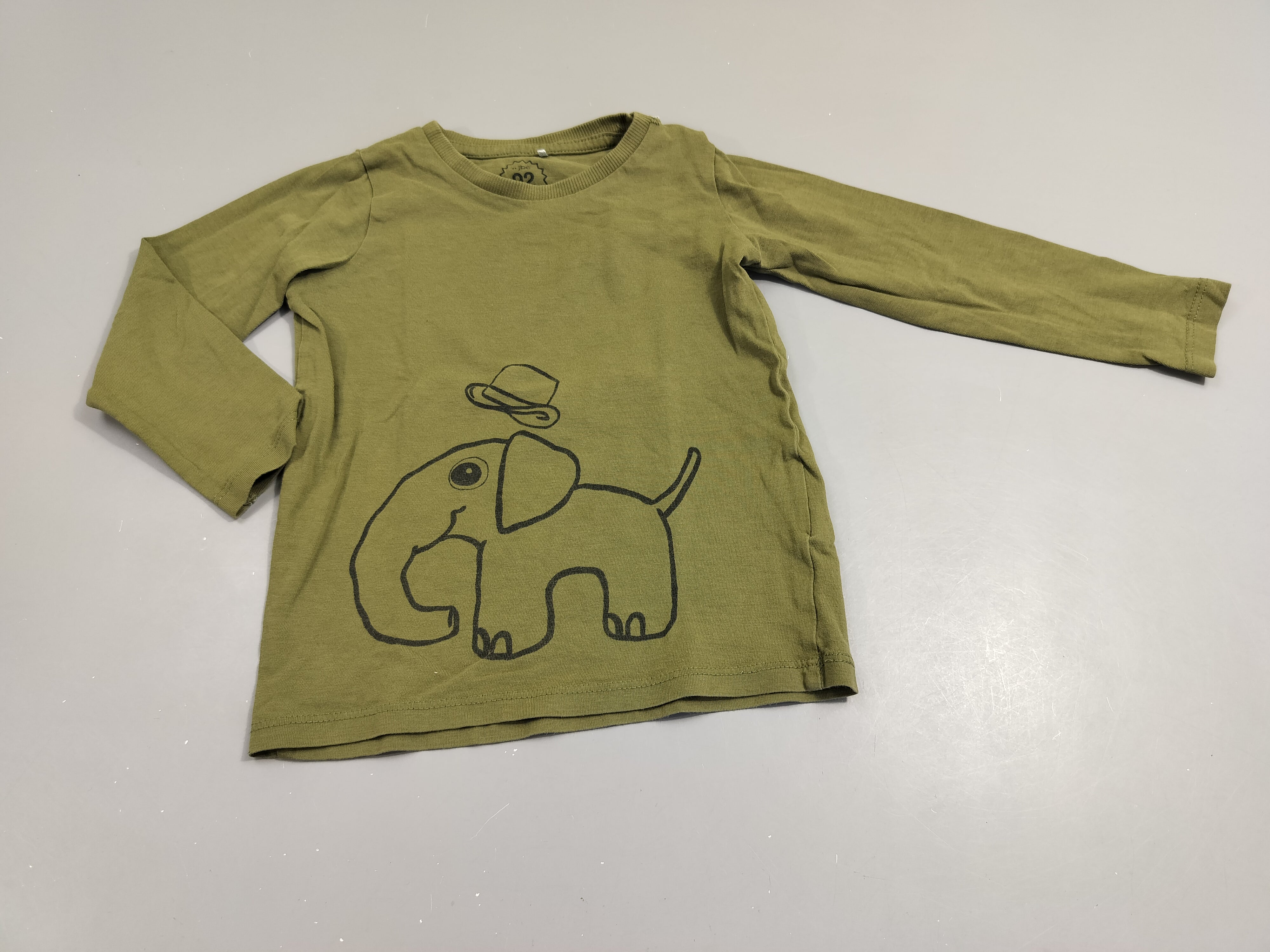 T-shirt m.l kaki, éléphant 100% coton bio