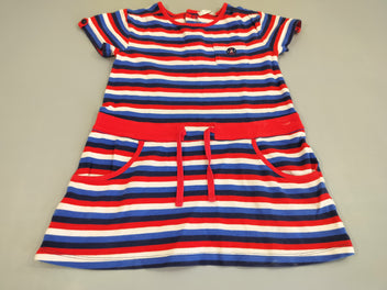 Robe m.c rayée rouge, bleu, blanc, bleu marine , légère trace blanche à la ceinture