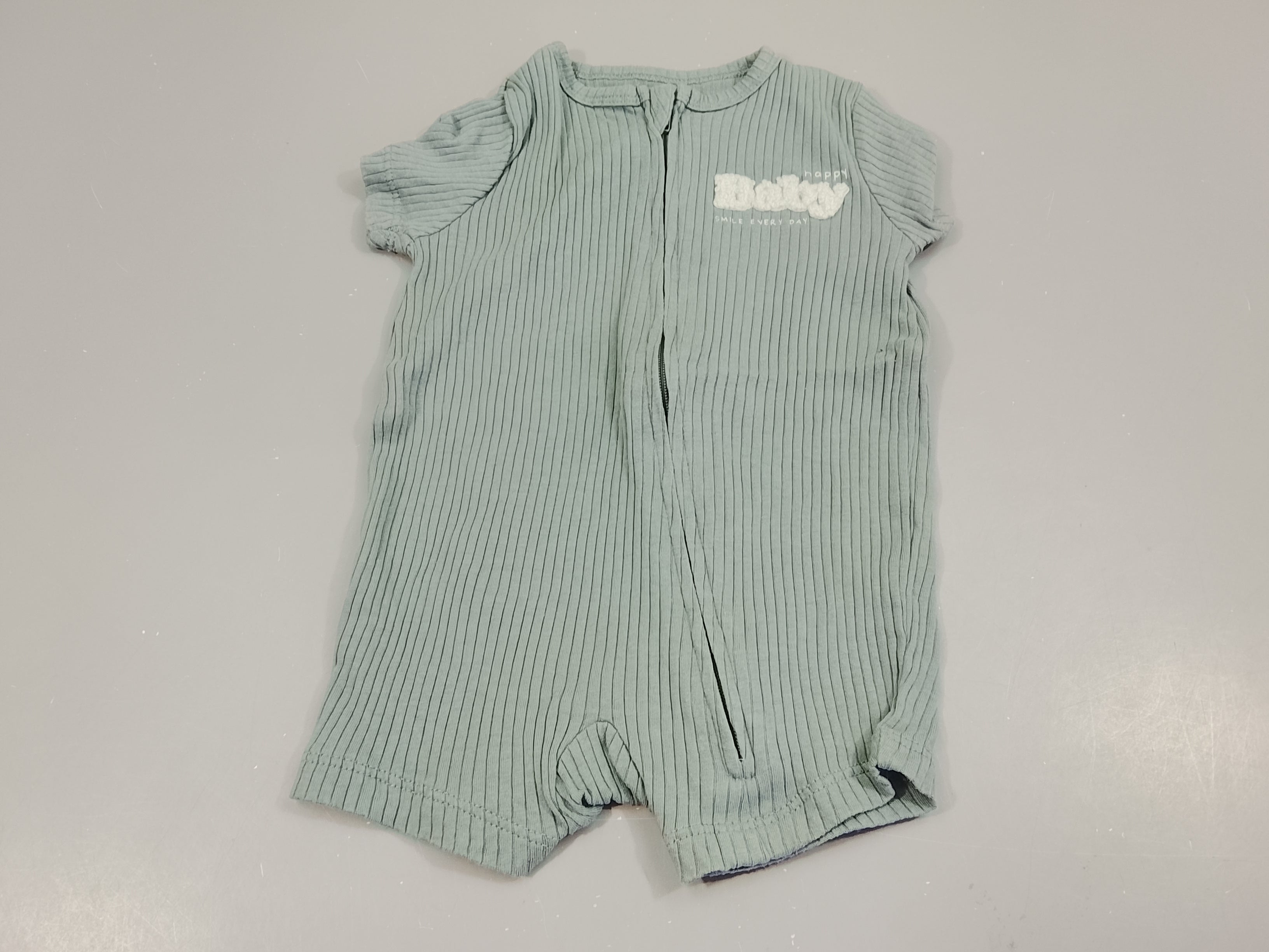 Combishort bleu côtelé 