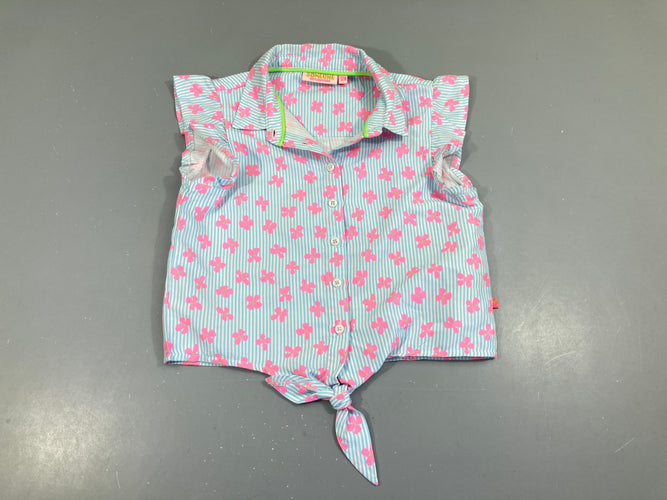 Chemisiser s.m blanc ligné bleu fleurs roses, moins cher chez Petit Kiwi