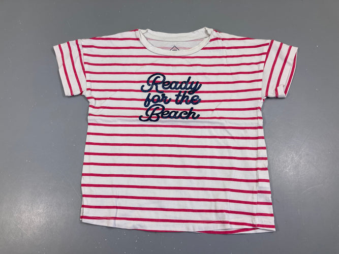 T-shirt m.c blanc rayé rose Ready, moins cher chez Petit Kiwi