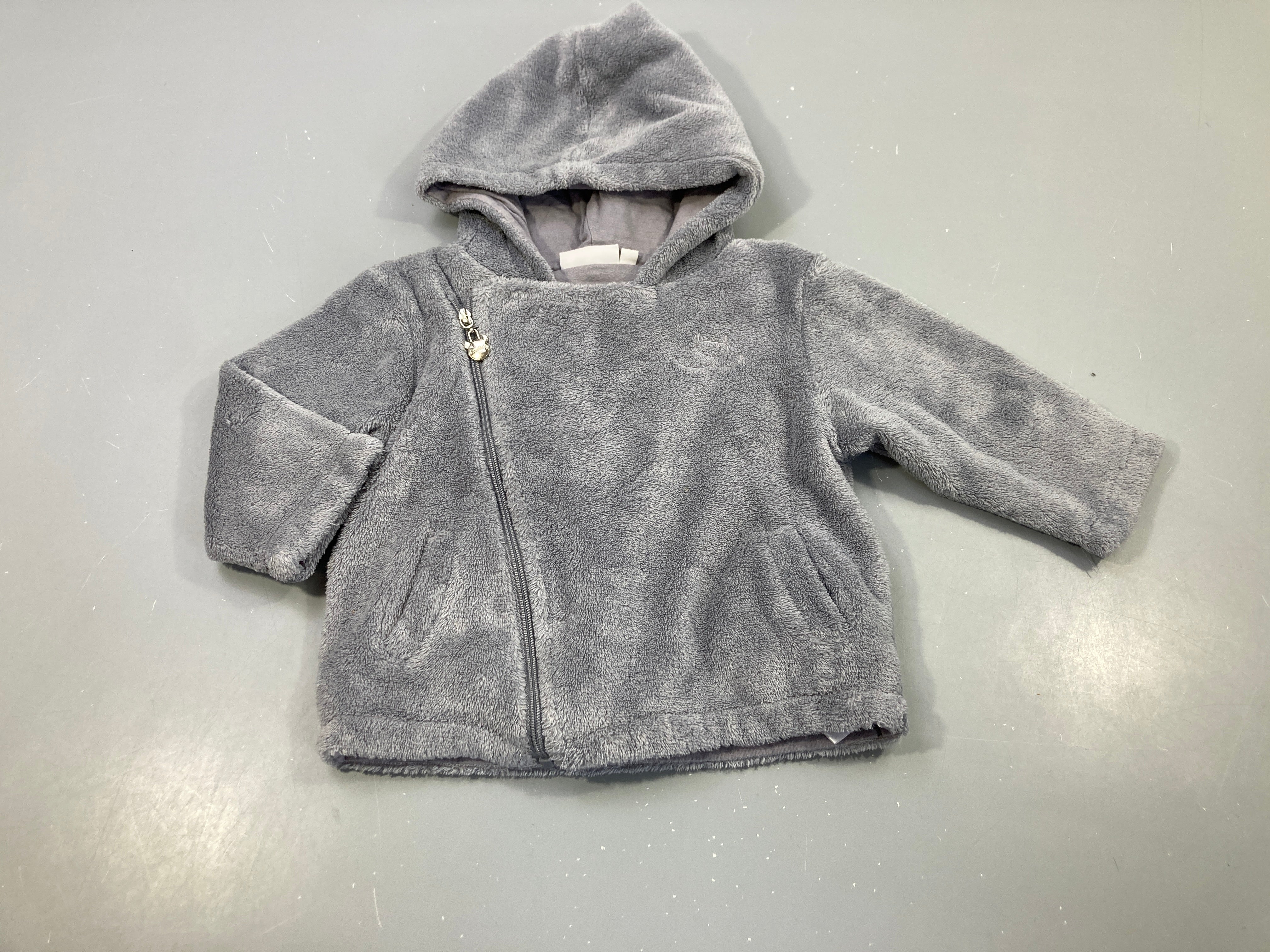 Gilet- veste zippé à capuche velours gris