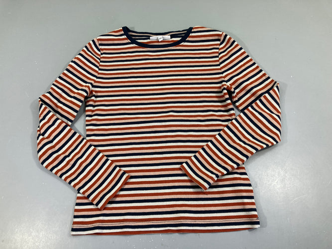 T-shirt m.l texturé rayé bleu orange rose, moins cher chez Petit Kiwi