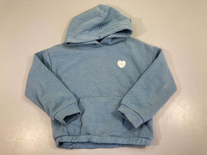 Sweat à capuche bleu texturé rayé coeur Petite tachearrière, moins cher chez Petit Kiwi