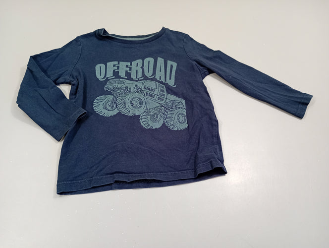 T-shirt m.l bleu marine  monster truck "off road", moins cher chez Petit Kiwi
