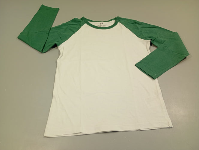 T-shirt m.l blanc et vert, moins cher chez Petit Kiwi