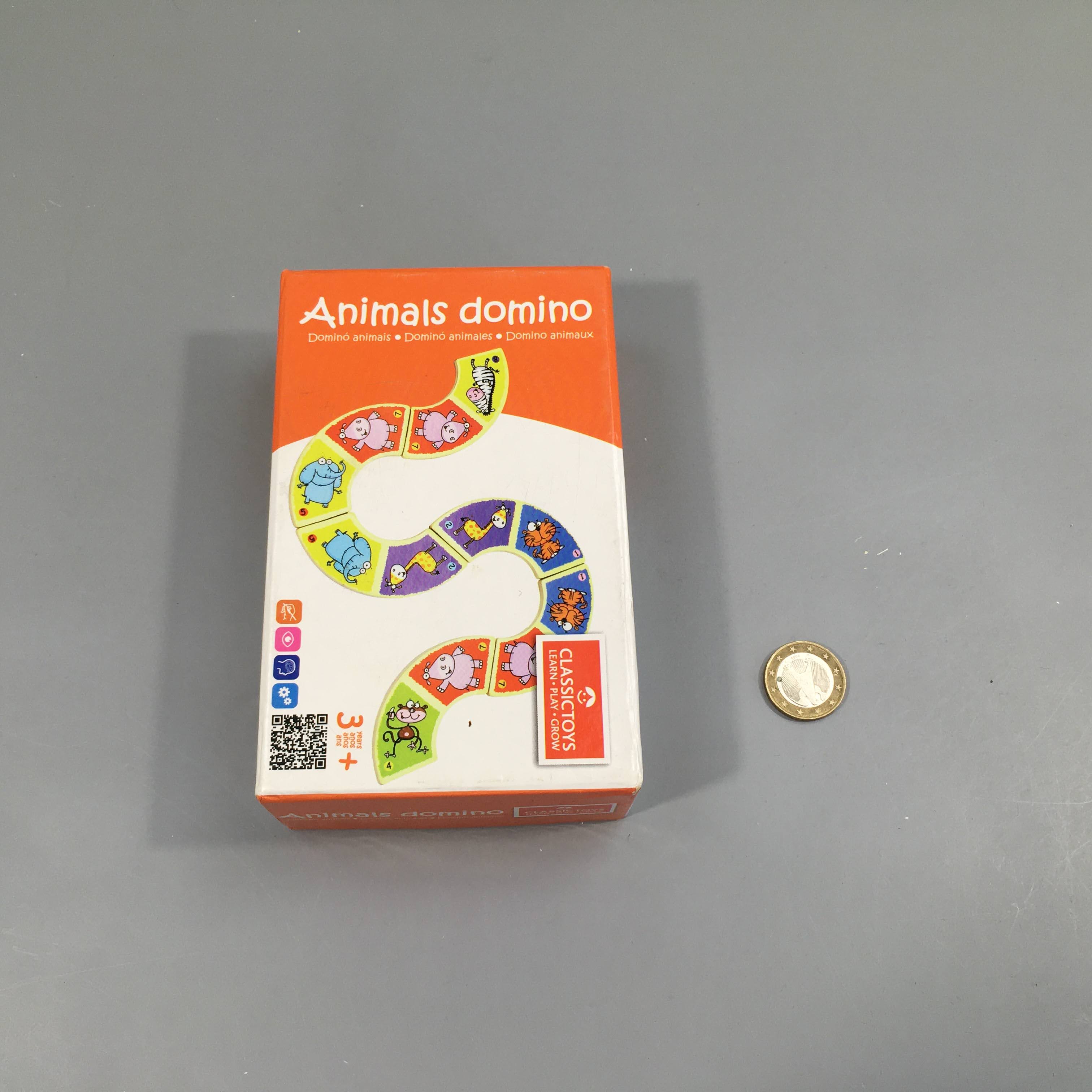 Animals Domino en bois +3a -Complet -Boite a qques marques d'usure