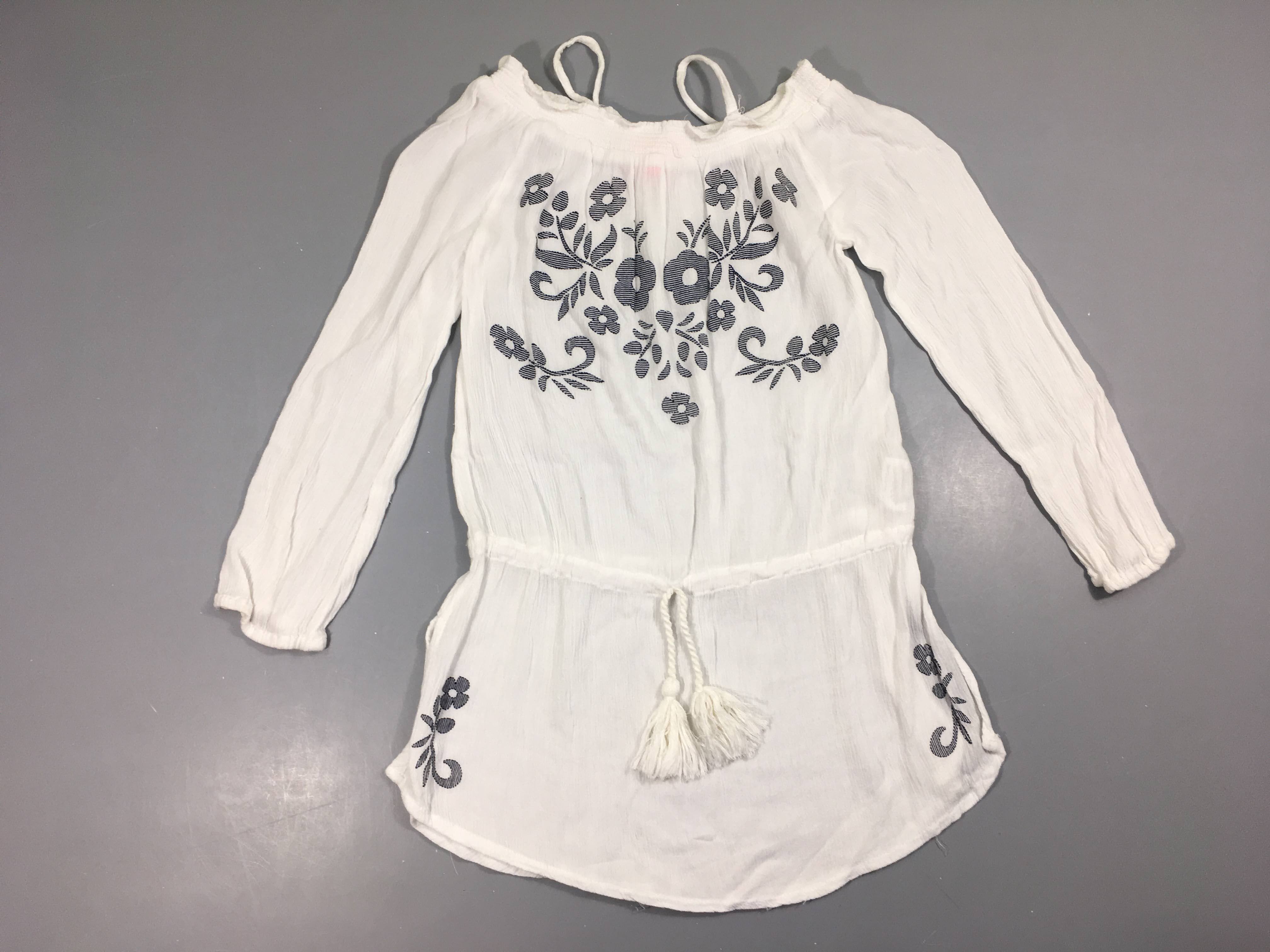 Robe ml crepon blanc fleurs