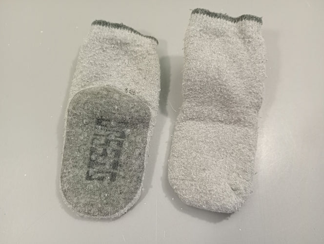 Chaussettes anti-dérapantes Lassig gris clair chiné ,boulochées  15-18, moins cher chez Petit Kiwi