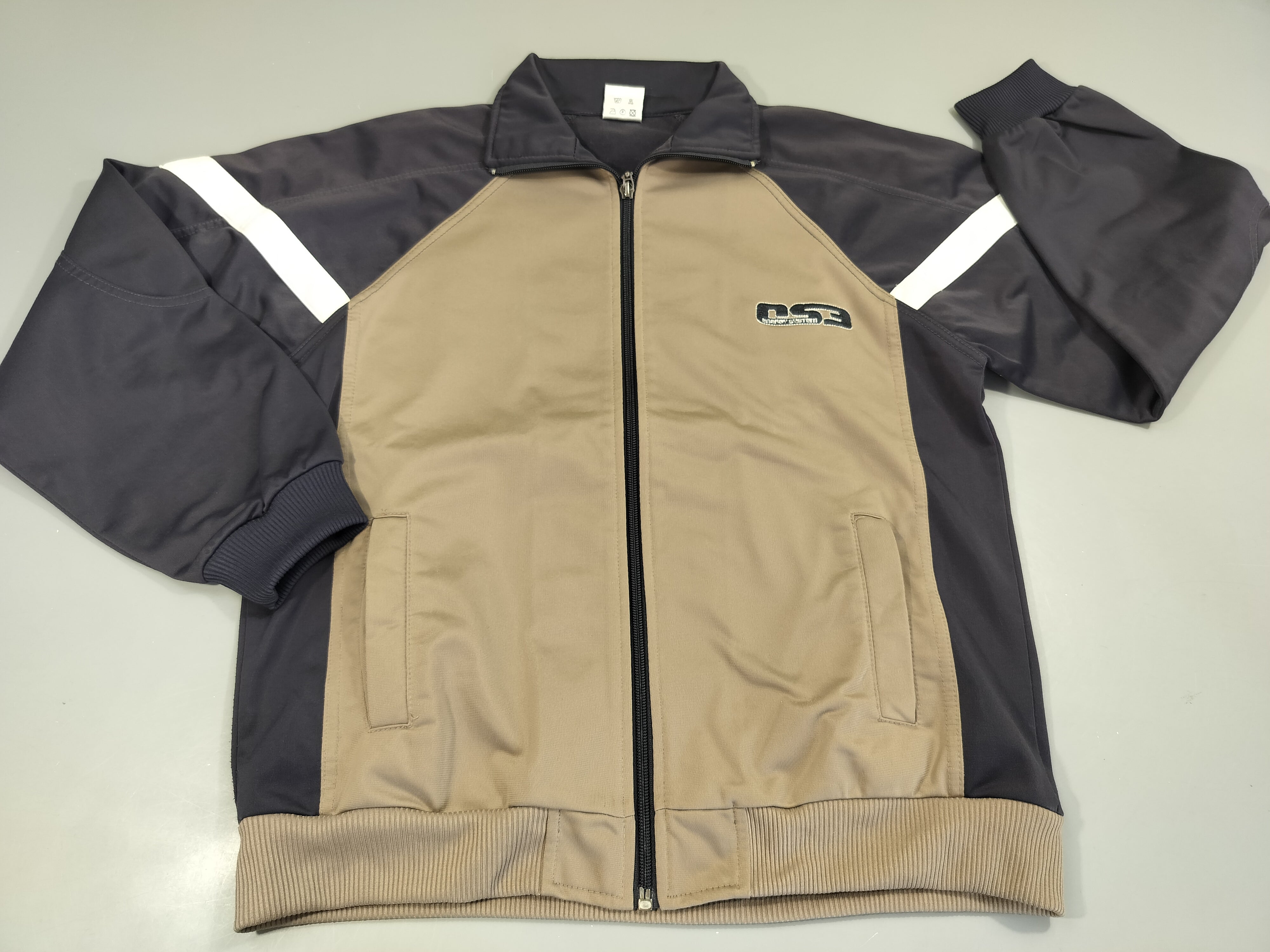 Survêtement de sport zippé  gris, bleu marine 100% polyester