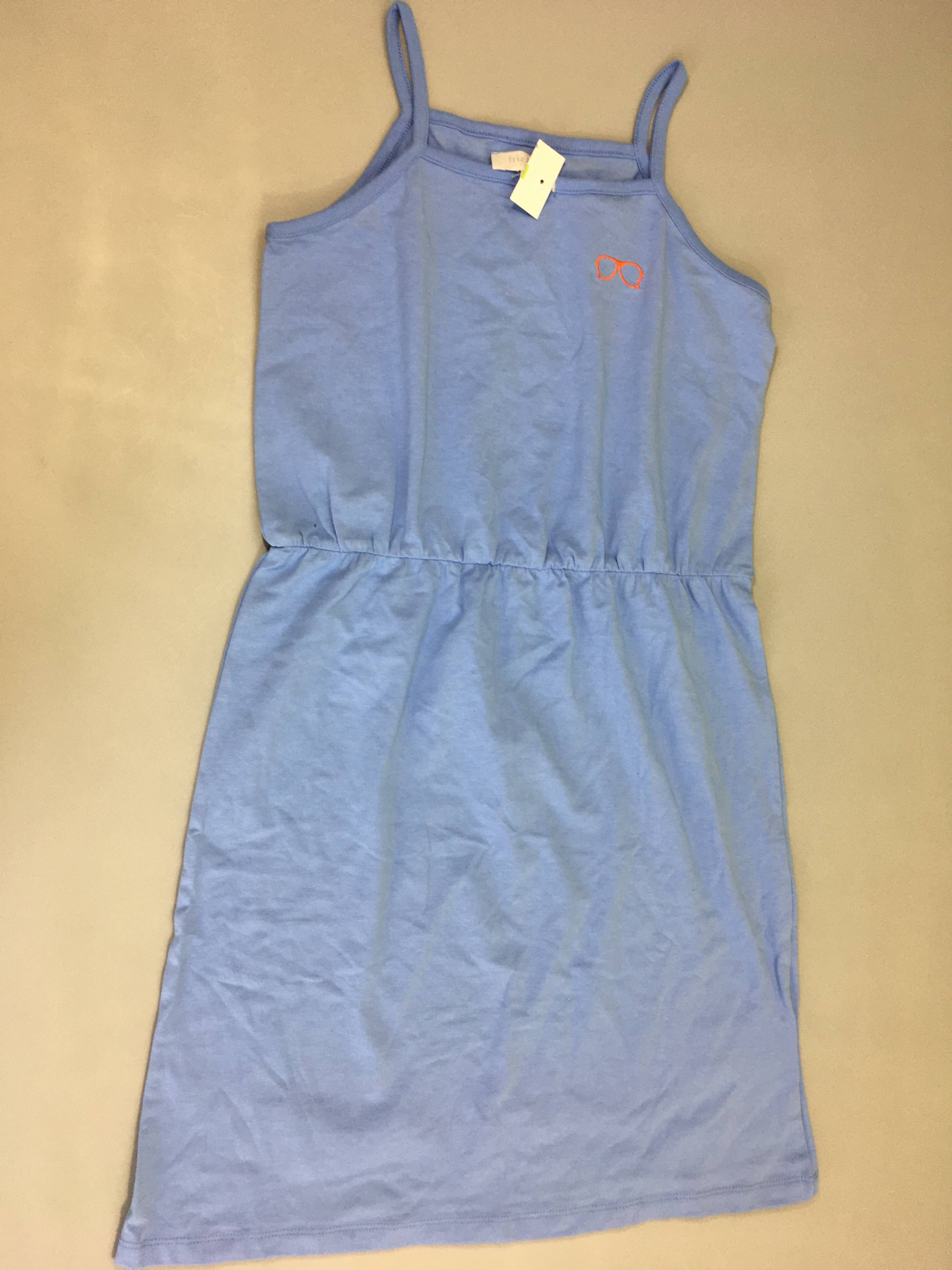 NEUF Robe fines bretelles jersey bleu lunettes