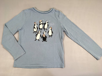 T-shirt m.l bleu pingouins, un peu bouloché