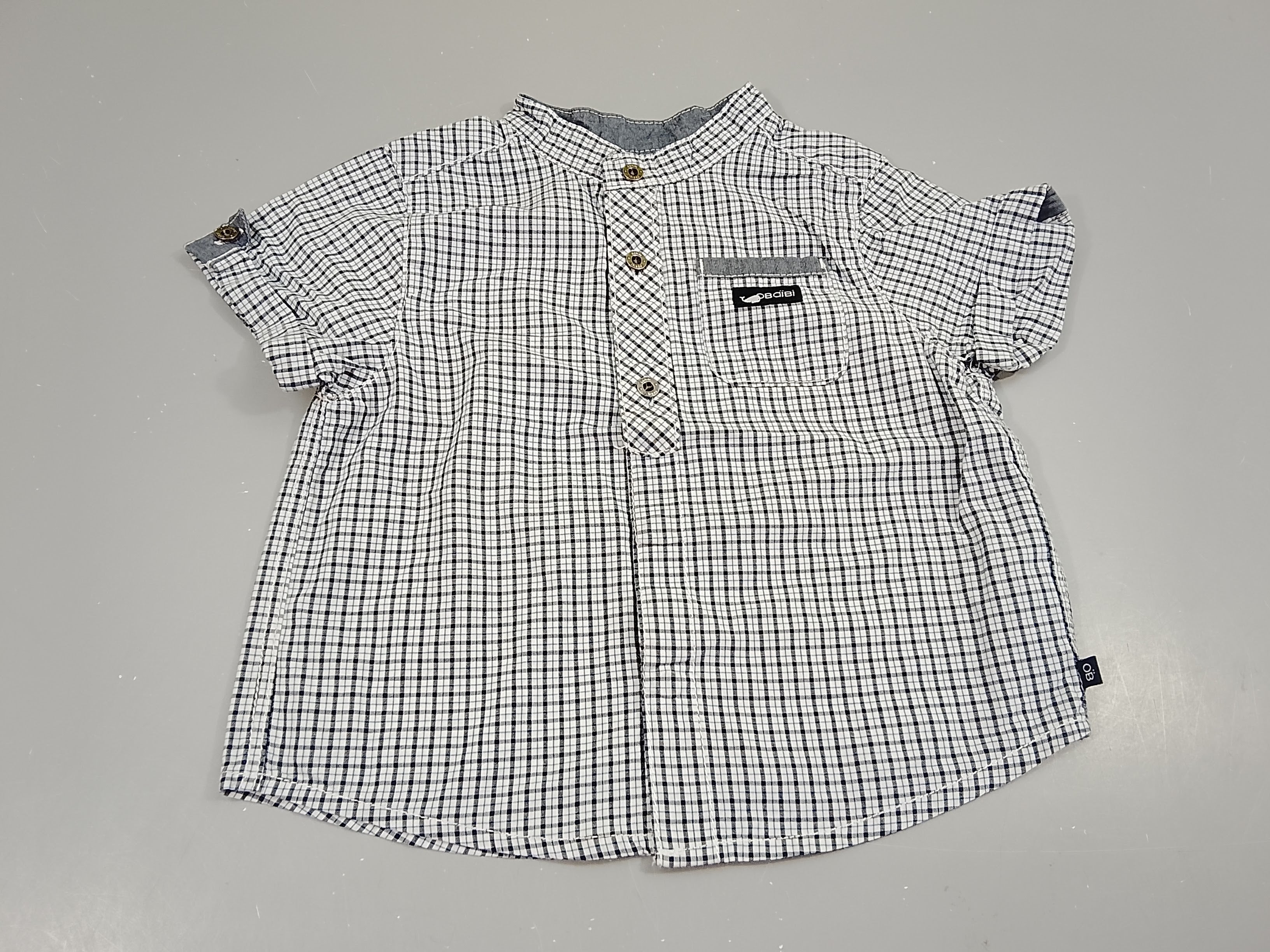 Chemise m.c blanc à carreaux bleus