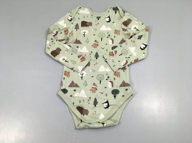 Body m.l vert animaux forêt, moins cher chez Petit Kiwi