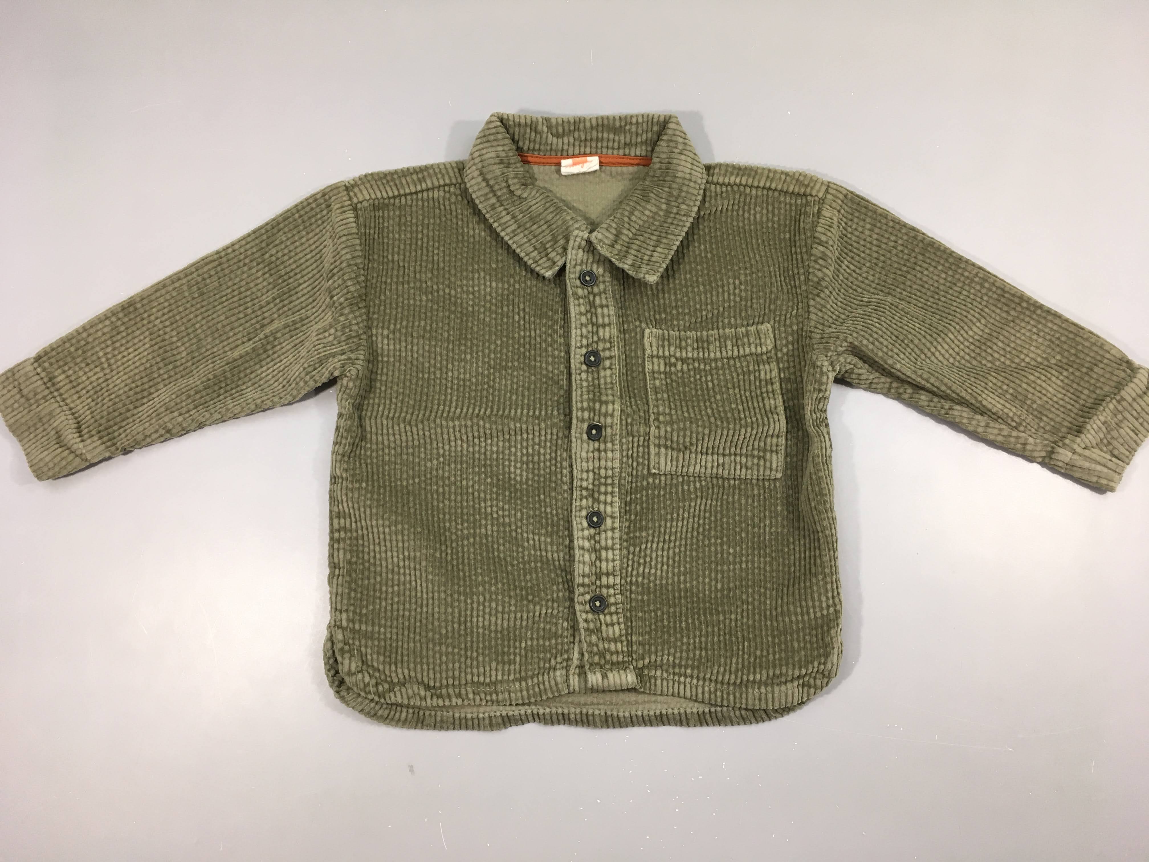 Chemise m.l velours côtelé kaki